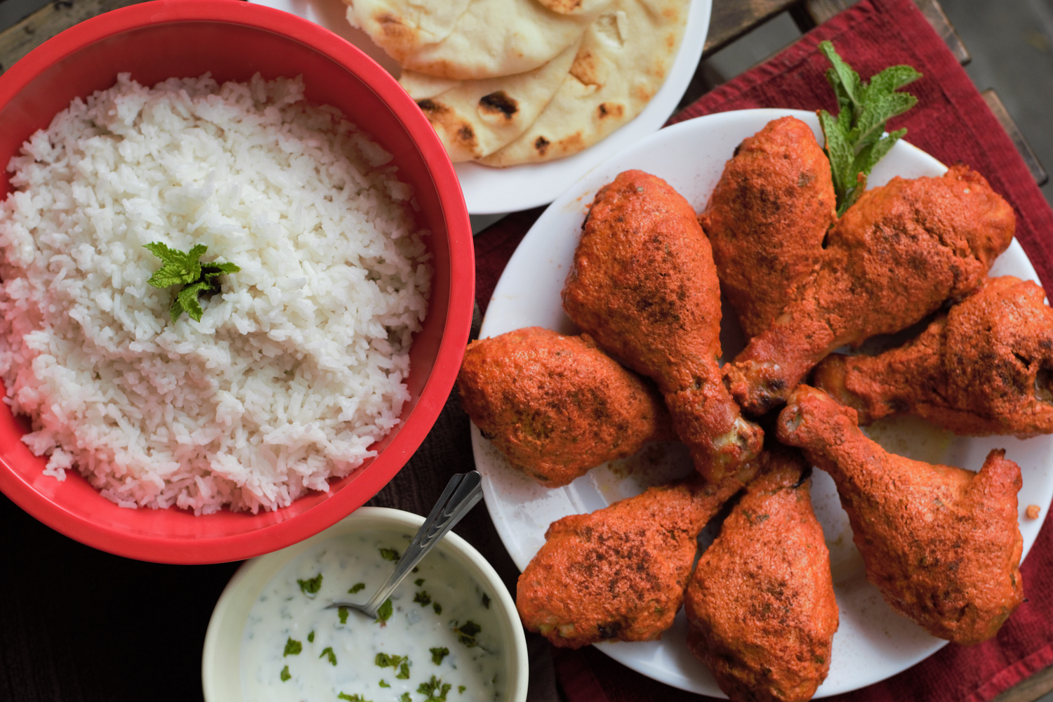 Baked Tandoori Drumsticks with Coconut Rice | Mountain Cravings