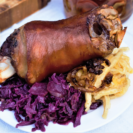 The famous Oktoberfest schweinshaxe, a whole roasted pork knuckle - so incredibly satisfying after a long day of stein hoisting and dancing!
